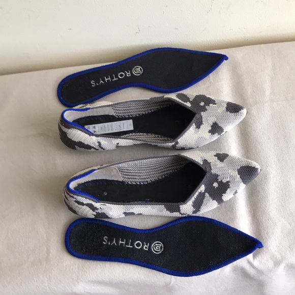 Rothy’s Size 7.5 The Point retired print Ash grey camo pointed toe flat shoe - Picture 9 of 13